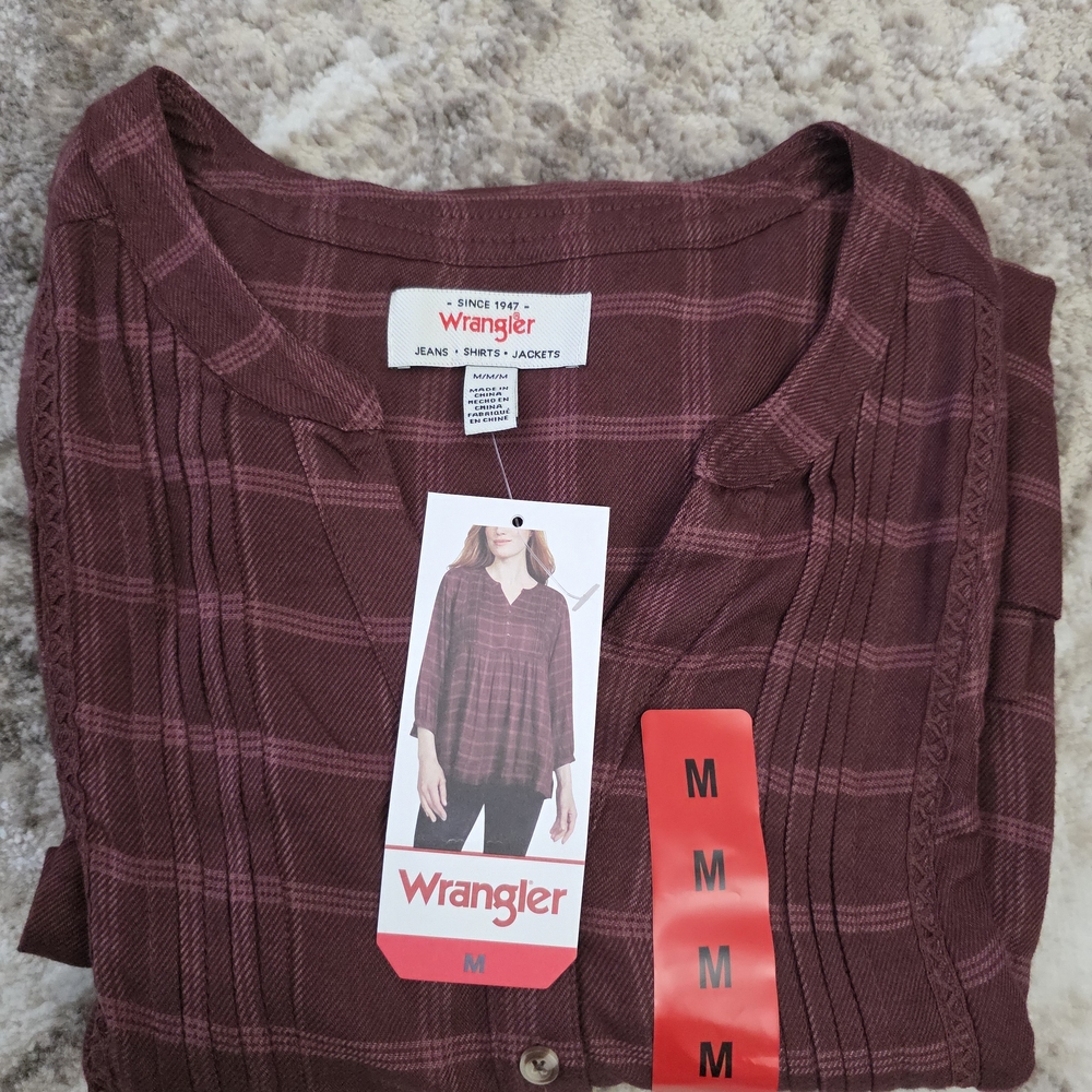 Wrangler Maroon Checkered Shirt